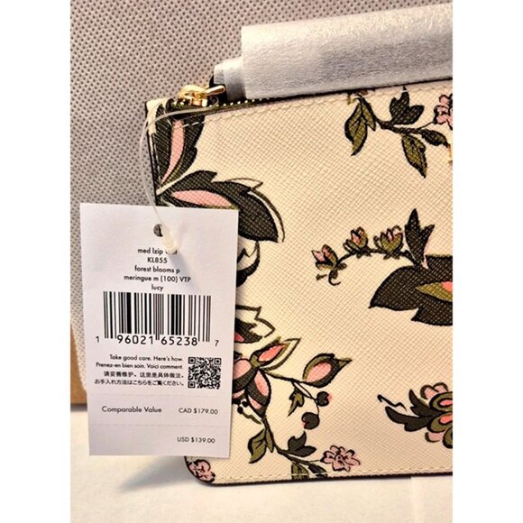 G Kate Spade Lucy Saffiano Ivory Floral L-Zip Wristlet KL855 NWT$139 MSRP Wallet - Picture 4 of 6